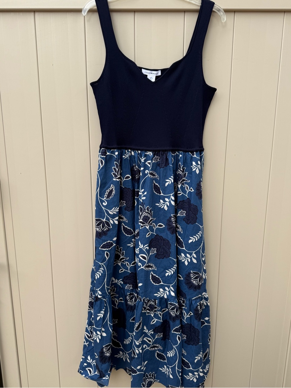 Lucky Brand Womens Blus Floral V-Neck Sleeveless Dress Large